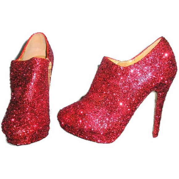 Newport News Shoes - ooak red glitter ankle boots booties size 6.5 Newport News Shoes - ooak red glitter ankle boots booties size 6.5